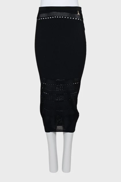 Black midi skirt with perforations