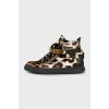 Leather high-tops in animal print