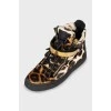 Leather high-tops in animal print