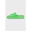 Men's green leather flip-flops