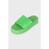 Men's green leather flip-flops