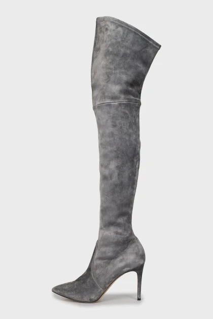 Gray suede boots