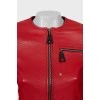Red cropped leather jacket