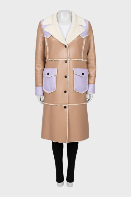 Maxi sheepskin coat made of eco-leather