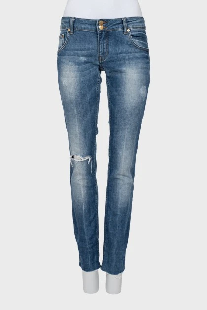 Low-rise embellished jeans