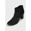 Suede ankle boots with gold toe