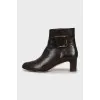 Mid heel leather ankle boots