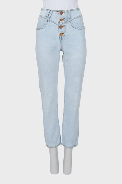 Straight-leg jeans with gold buttons