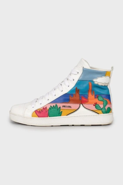 Printed leather high-tops