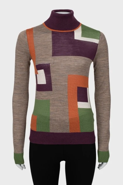 Wool golf with geometric pattern