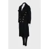Black coat with gold buttons
