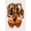 Leather sandals with scarf