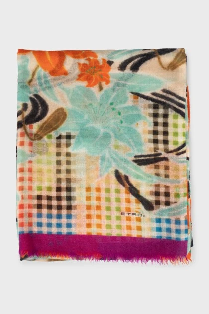 Cashmere scarf in floral print