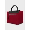 Two-tone tote bag with tag