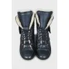 Insulated blue lace-up boots