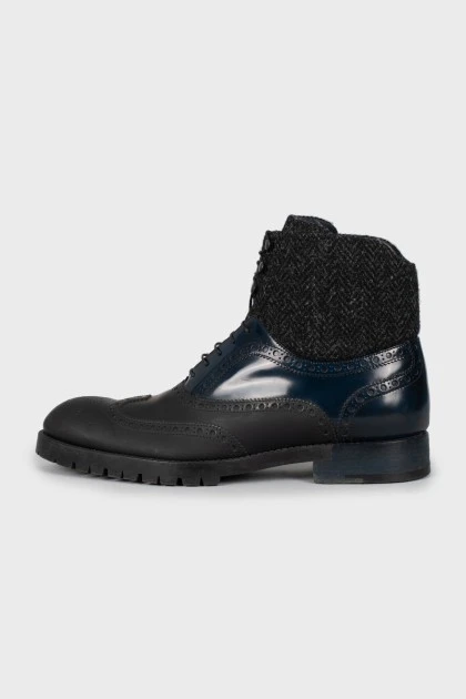 Men's leather boots with perforation
