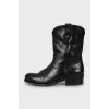 Mid heel leather boots
