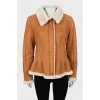 Fitted shearling coat with tag