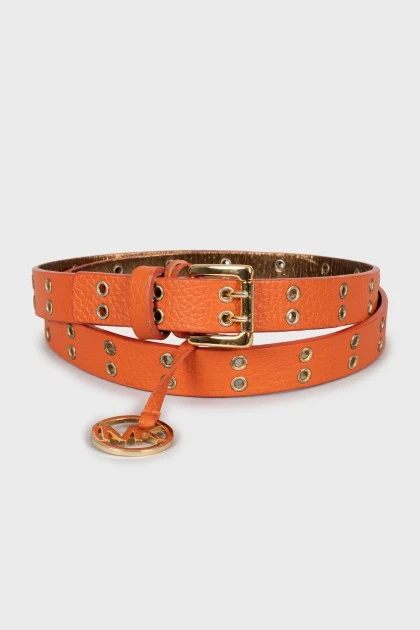 Leather belt with eyelets