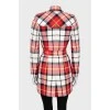 Checkered trench coat at the waist