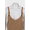 Knitted top with leather straps