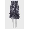 Silk midi skirt with ruffles