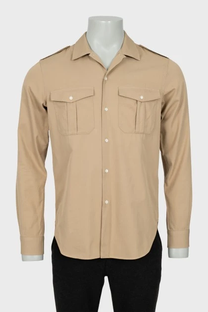 Men's beige shirt with pockets