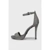 Silver high heel sandals