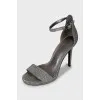 Silver high heel sandals