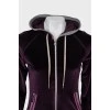 Velor sports jacket with hood