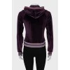 Velor sports jacket with hood