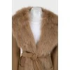 Wool coat with fur