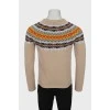 Men's wool sweater with pattern