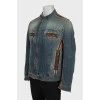 Men's denim jacket with leather inserts
