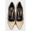 Snakeskin pointed toe shoes