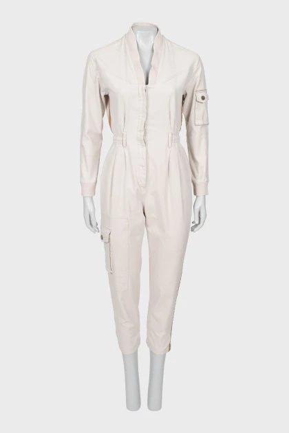 Jumpsuit with eco-leather inserts