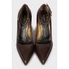 Brown leather stilettos