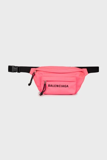 Pink belt bag with embroidered logo