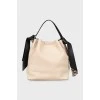 Beige leather tote bag