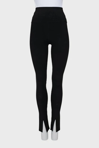Black leggings with slits at the bottom