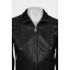 High neck leather jacket