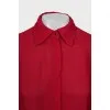 Red shirt with draped sleeves