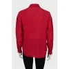 Red shirt with draped sleeves