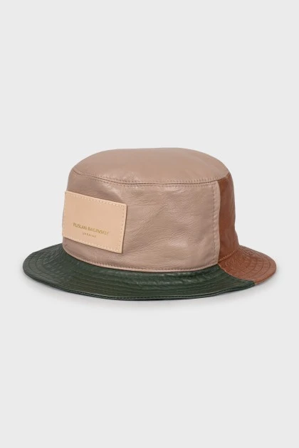 Leather Panama hat combined color