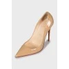 Beige patent leather stiletto heels