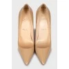 Beige patent leather stiletto heels