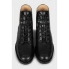 Leather boots with signature logo