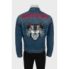 Men's denim jacket with embroidered print