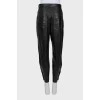 Leather banana trousers with raised seams