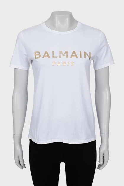 T-shirt with gold logo